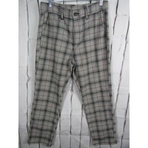 American Eagle Women Dress Pant Size 12 White Plaid Super Hi-Rise Skinny Trouser